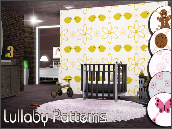 Sims 3 — Lullaby Patterns by TSR Archive — This set contains six sweet patterns! They all have 3 recolourable palettes!
