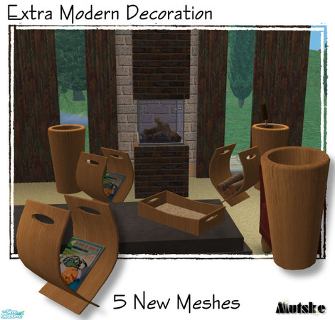Sims 2 — Extra Modern Decoration by Mutske — 5 new meshes. All Recolorable. Just for decoration.
