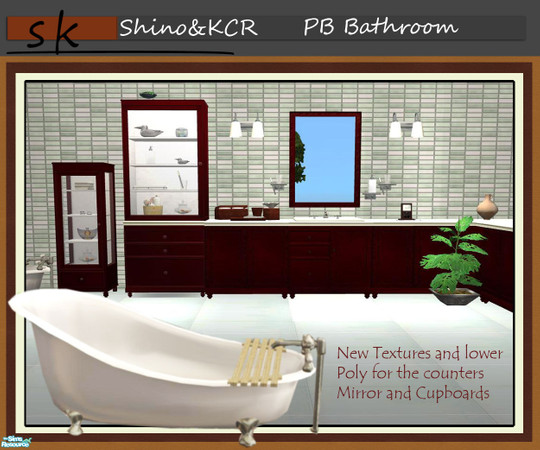 Sims 2 — PB Bathroom by ShinoKCR — Bathroom inspired by Potterybarn Furniture - includes 2 different counters,