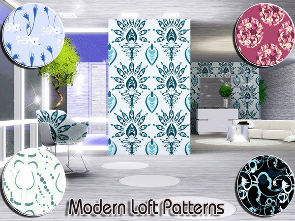 Sims 3 — Modern Loft Patterns by TSR Archive — This set contains five new patterns. They all have three