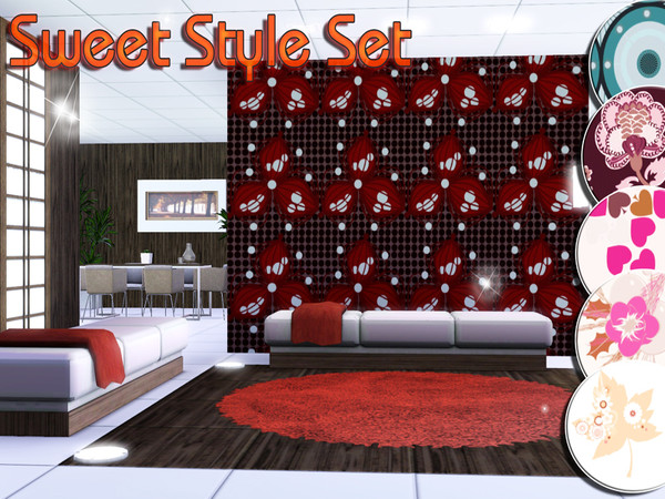 Sims 3 — Sweet Style Set by TSR Archive — This set contains six sweet patterns! They all have 3 recolourable palettes! We