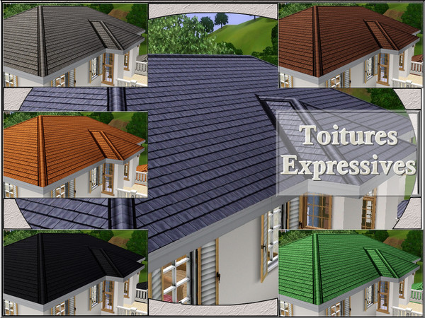 Sims 3 — Toitures Expressives by lilliebou — Hi ! This is a set of six roof recolors. 