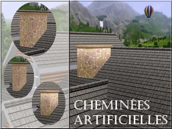 Sims 3 —  by lilliebou — Hi ! This is a set of four decorative chimneys, which means that they are not real chimneys.