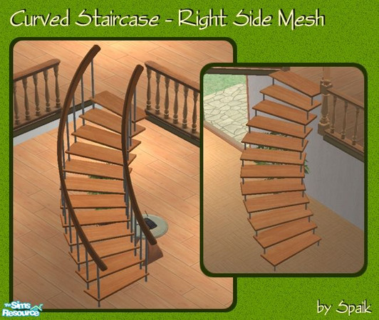 Sims 2 — Curved Staircase - RIGHT MESH by Spaik — A curved staircase turning right. Takes up only three tiles on each