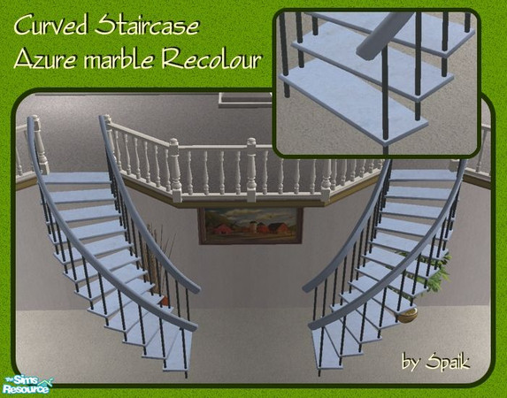Sims 2 — Curved Staircase - Azure Marble REC by Spaik — Recolour of my winding staircase. Works for both staircases.