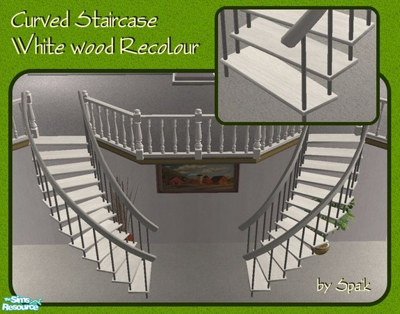 Sims 2 — Curved Staircase - White Wood REC by Spaik — Recolour of my winding staircase. Works for both staircases.