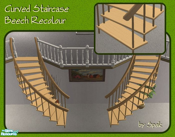 Sims 2 — Curved Staircase - Beech REC by Spaik — Recolour of my winding staircase. Works for both staircases.