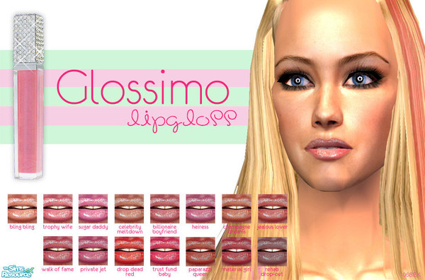 Sims 2 — Glossimo Lipgloss by 06bek — A set of 15 delicious, shimmery glosses with subtle matching lipliner.