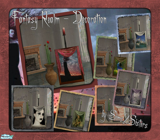 Sims 2 — Fantasy Realm - Decoration - Set by sims2sisters — 1 new mesh and 6 recolors