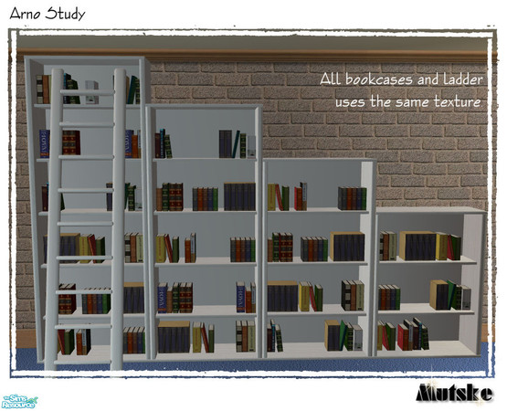 Sims 2 — Arno Study - Bookcase White by Mutske — Recolor for the Main Mesh Large Bookcase. All bookcases and ladder uses