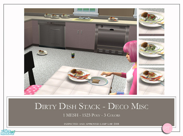 Sims 2 — Dirty Dish Stack by DOT — Dirty Dish Stack. 1 Mesh Plus Recolors. Sims 2 by DOT of The Sims Resource.
