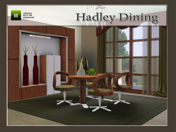 Sims 3 — Hadley Dining by Angela — Hadley Dining, set contains: 2 tile table, Chair, Cabinet, Walllamp, Sheer Curtains,