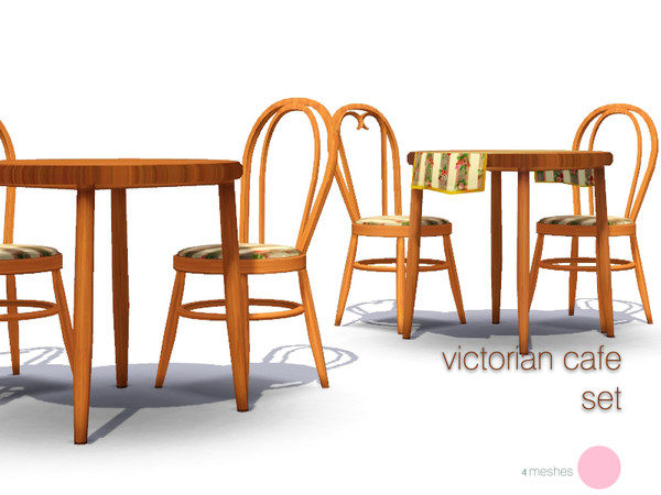 Sims 3 — Victorian Cafe Set by DOT — Victorian Cafe Set 2 Table And 2 Chair Meshes. Sims 3 by DOT of The Sims Resource.