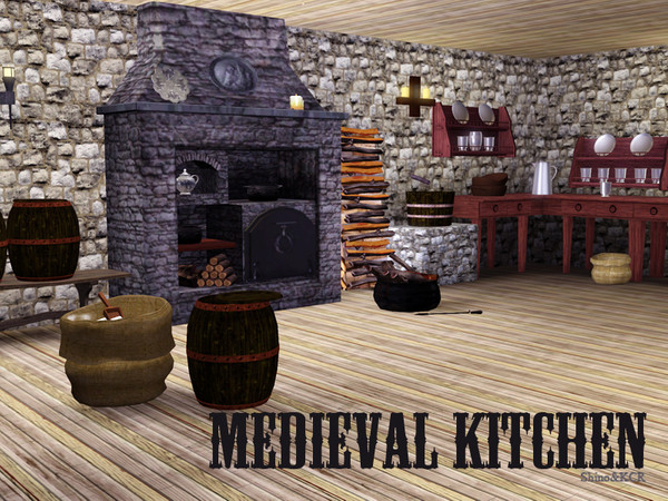 Sims 3 — Medieval Kitchen by ShinoKCR — What would a medieval Castle be without a Kitchen: Stove, Fridge, Trashcan,