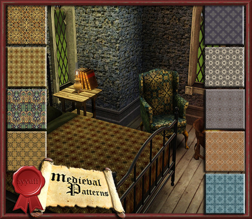 Sims 3 — Medieval Patterns by ayyuff — A set of different patterns to use when decorating your Medieval home.