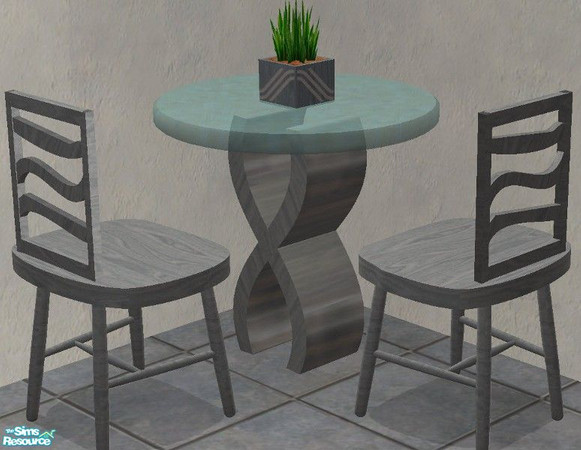 Sims 2 — Wavey Set by TheNinthWave — Included in the set: Dining table, dining chair, table plant. All meshes made by me