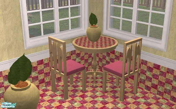 Sims 2 — Miami Set by TheNinthWave — Included in the set: Wall, floor, table, dining chair, floor plant, and table plant.