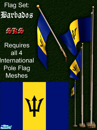 Sims 2 — Flag Set - Barbados by 71robert13 — Set includes the flag of Barbados for the Bracket mounted wall pole, Small 1