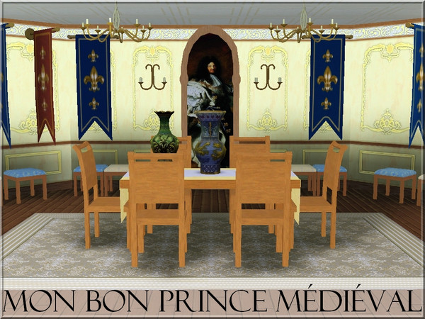 Sims 3 —  by lilliebou — This is a set of nine medieval items for your dining room : -Portrait of Louis XIV (One part