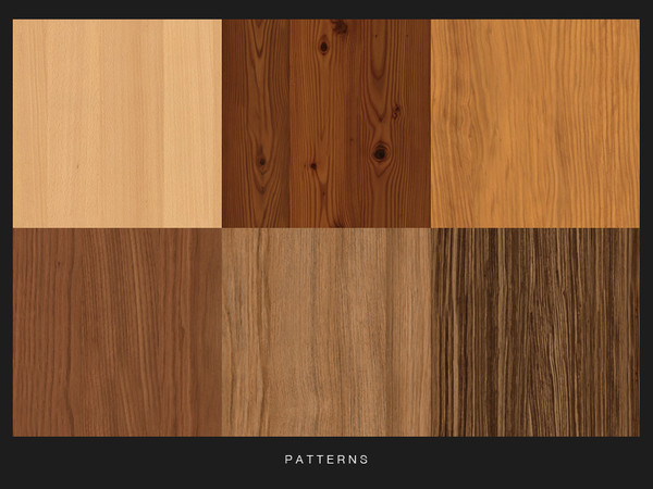 Sims 3 — Pure Woods by Murano — A set of different, realistic wood patterns for all kind of use. Includes both vertical
