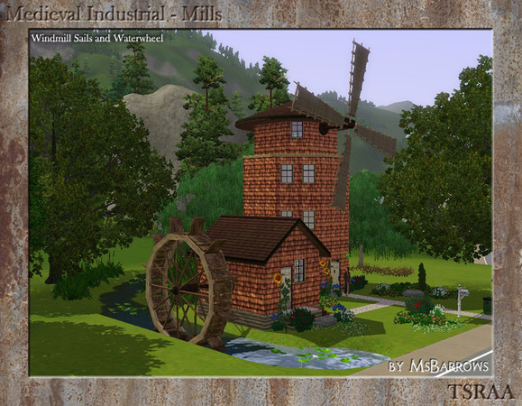 Sims 3 — Medieval Industrial by MsBarrows — These two large-scale sculptures allow you to create rustic water mills and