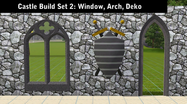 Sims 3 — Castle Build Set - Part 2 by magicdawn — Castle Build Set - Part 2 (3 new meshes): Window 2x1, Arch, Deko