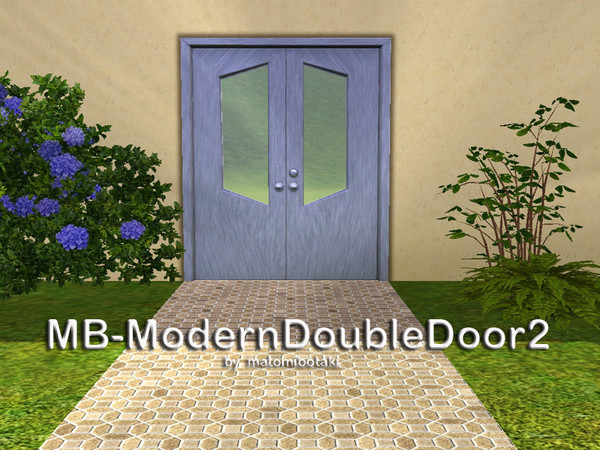 Sims 3 — MB-ModernDoubleDoor2 by matomibotaki — MB-ModernDoubleDoor2 by matomibotaki, size 2x1, new mesh.