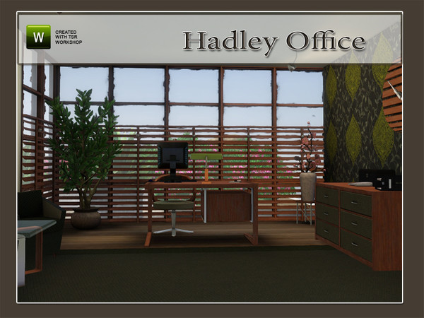 Sims 3 — Hadley Office by Angela — Hadley Office, fits your modern home office. Set contains: Desk, Cabinet, Clock, Lamp,
