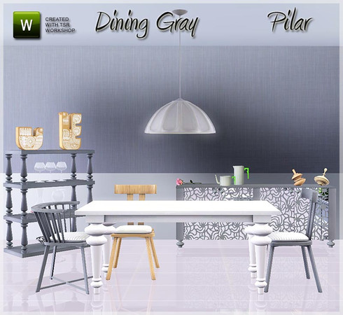 Sims 3 — Dining Gray by Pilar — A touch rustic and modern at the same time Set contains: table, aparador, chair 1, chair
