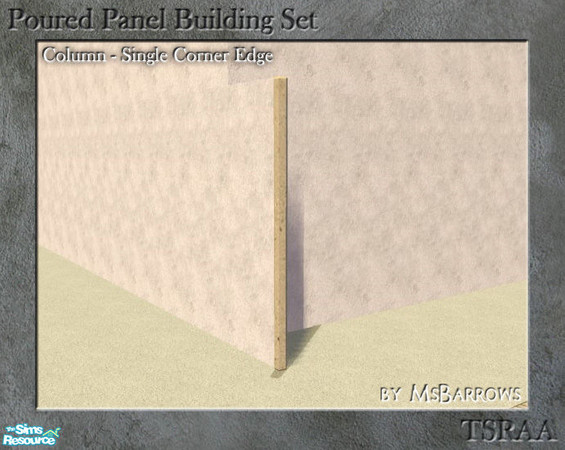 Sims 2 — Poured Panel - Column Double Corner Edge by MsBarrows — A column that wraps around one edge of an exposed wall
