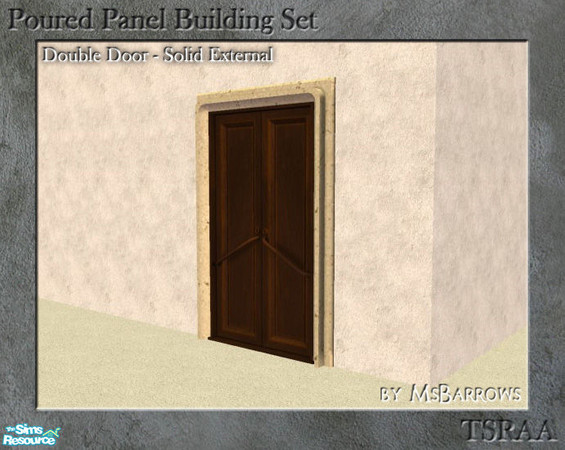 Sims 2 — Poured Panel - Double Solid Exterior Door by MsBarrows — Double width solid door with poured panel trim. Uses