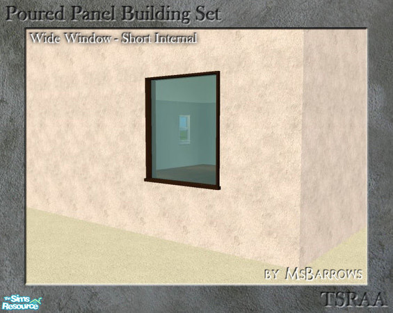 Sims 2 — Poured Panel - Window, Wide Short Internal by MsBarrows — Wide short window. Uses the textures of the Double