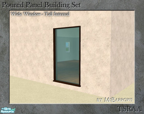 Sims 2 — Poured Panel - Window, Wide Tall Internal by MsBarrows — Wide short window. Uses the textures of the Double