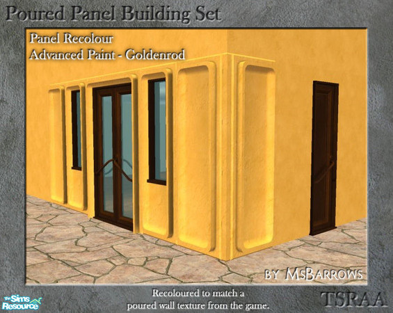 Sims 2 — Poured Panel Recolours - Advanced Paint Goldenrod by MsBarrows — Recolours of the cement portion of the poured