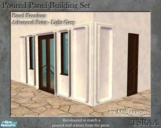 Sims 2 — Poured Panel Recolours - Advanced Paint Light Grey by MsBarrows — Recolours of the cement portion of the poured