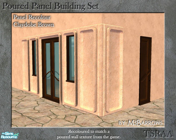 Sims 2 — Poured Panel Recolours - Claydobe Brown by MsBarrows — Recolours of the cement portion of the poured panels in