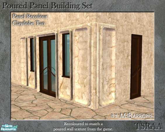 Sims 2 — Poured Panel Recolours - Claydobe Tan by MsBarrows — Recolours of the cement portion of the poured panels in