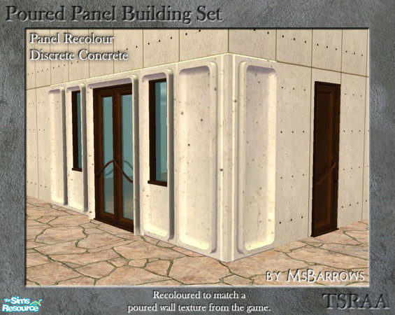 Sims 2 — Poured Panel Recolours - Discrete Concrete by MsBarrows — Recolours of the cement portion of the poured panels