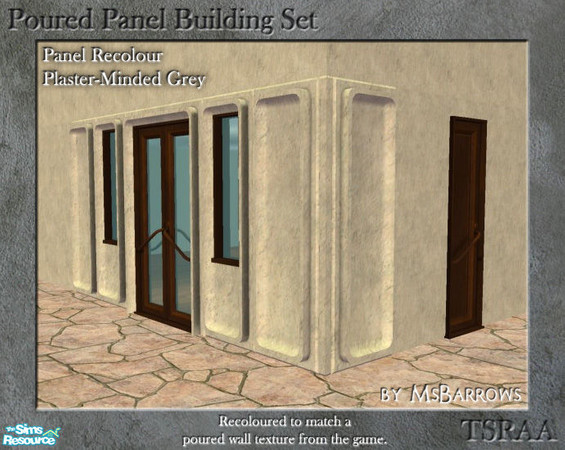 Sims 2 — Poured Panel Recolours - Plaster-Minded Grey by MsBarrows — Recolours of the cement portion of the poured panels