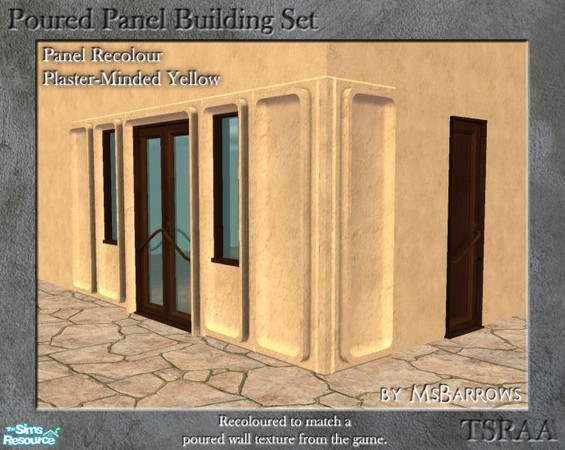 Sims 2 — Poured Panel Recolours - Plaster-Minded Yellow by MsBarrows — Recolours of the cement portion of the poured