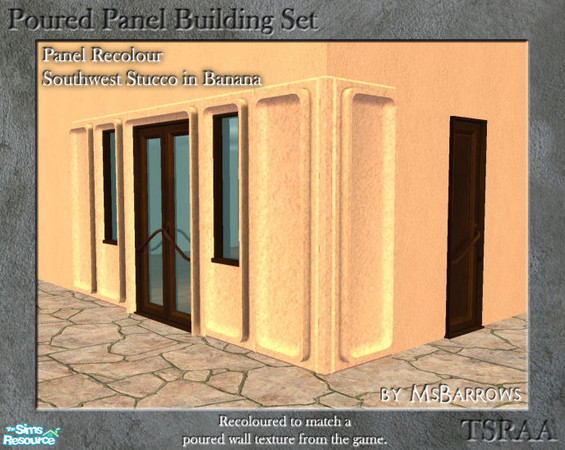 Sims 2 — Poured Panel Recolours - Southwest Banana by MsBarrows — Recolours of the cement portion of the poured panels in