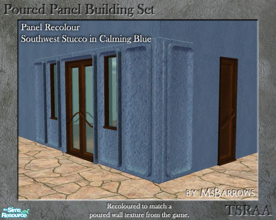 Sims 2 — Poured Panel Recolours - Southwest Calming Blue by MsBarrows — Recolours of the cement portion of the poured