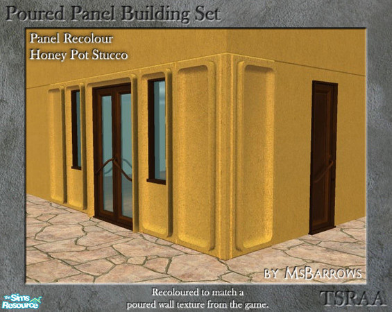 Sims 2 — Poured Panel Recolours - Honey Pot Stucco by MsBarrows — Recolours of the cement portion of the poured panels in
