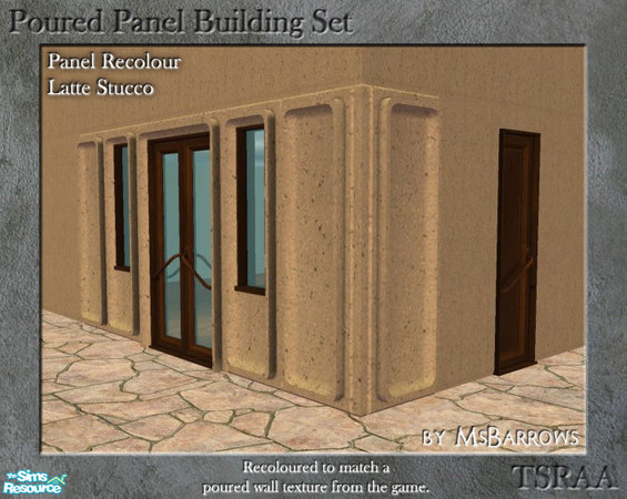 Sims 2 — Poured Panel Recolours - Latte Stucco by MsBarrows — Recolours of the cement portion of the poured panels in
