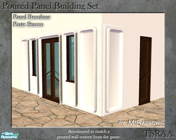 Sims 2 — Poured Panel Recolours - Paste Stucco by MsBarrows — Recolours of the cement portion of the poured panels in