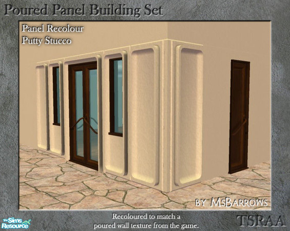 Sims 2 — Poured Panel Recolours - Putty Stucco by MsBarrows — Recolours of the cement portion of the poured panels in