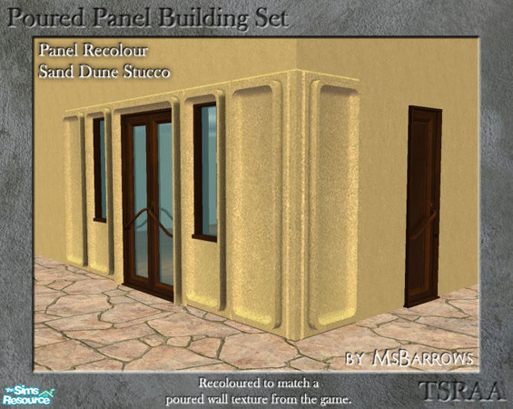 Sims 2 — Poured Panel Recolours - Sand Dune Stucco by MsBarrows — Recolours of the cement portion of the poured panels in