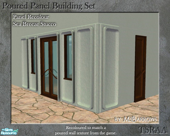Sims 2 — Poured Panel Recolours - Sea Breeze Stucco by MsBarrows — Recolours of the cement portion of the poured panels