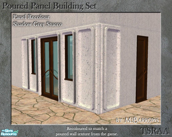 Sims 2 — Poured Panel Recolours - Shadow Grey Stucco by MsBarrows — Recolours of the cement portion of the poured panels