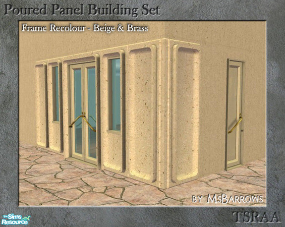 Sims 2 — Poured Panel Frame Recolours - Beige by MsBarrows — Frame recolour in beige with brass handles/locks.